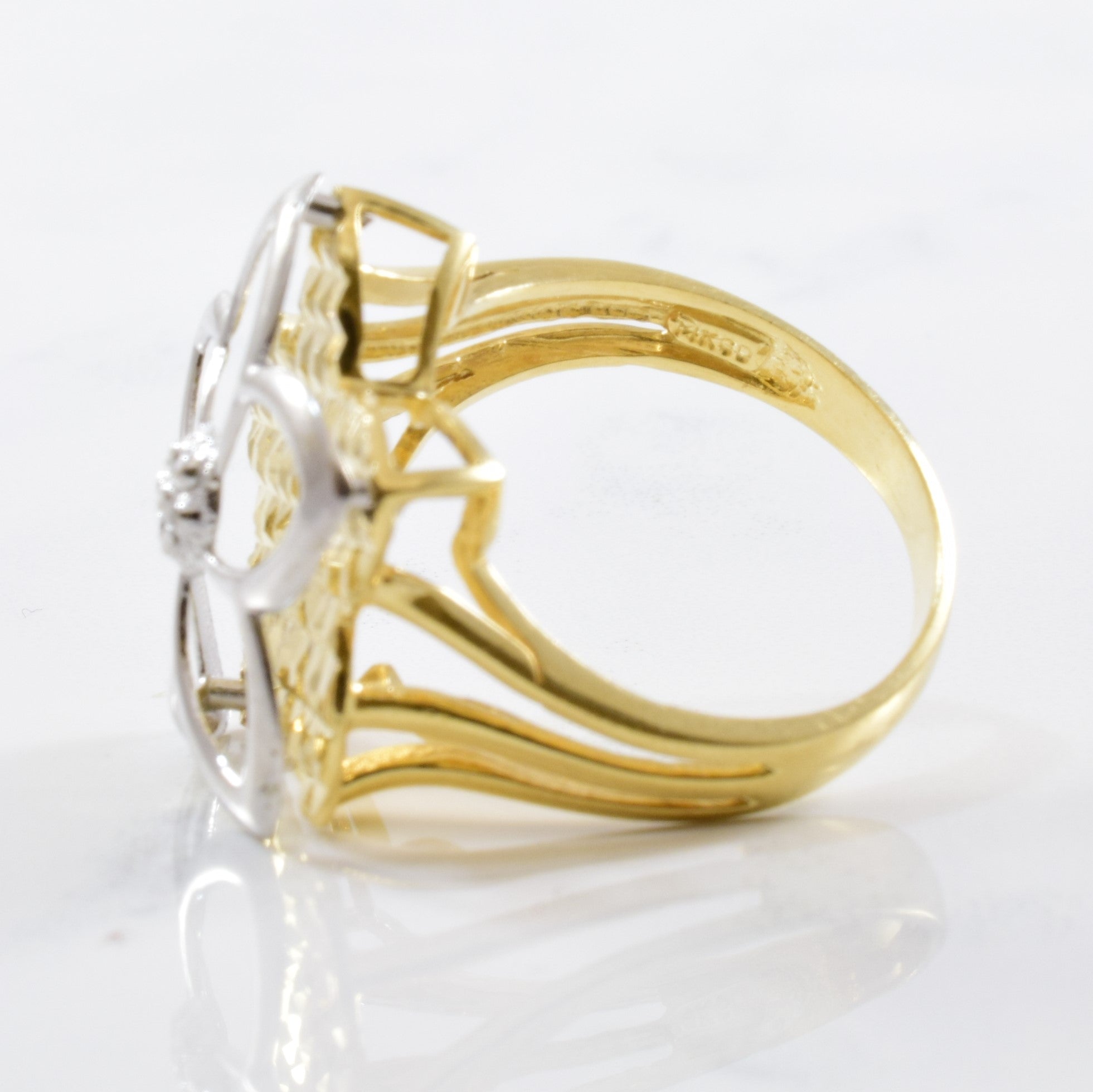 Two Tone Gold Flower Cocktail Ring | SZ 8.25 |