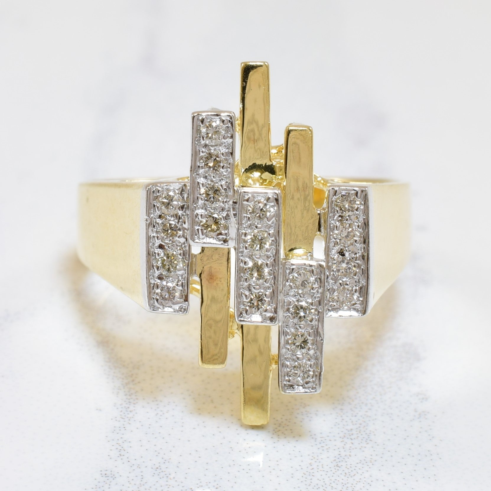 Bague géométrique en diamant | 0,18 ct | Taille 7,25 | 