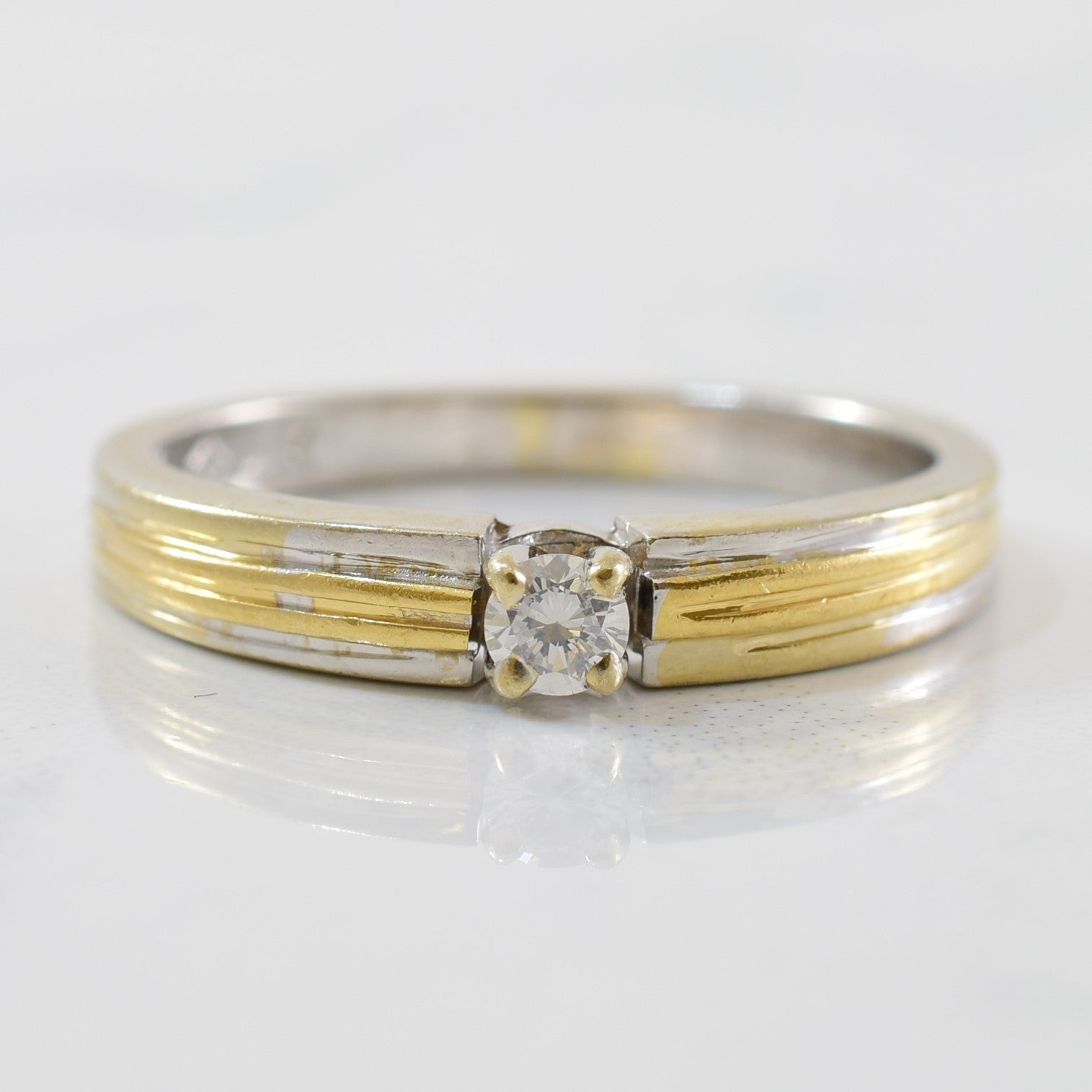 Two Toned Solitaire Diamond Ring | 0.08ct | SZ 6 |