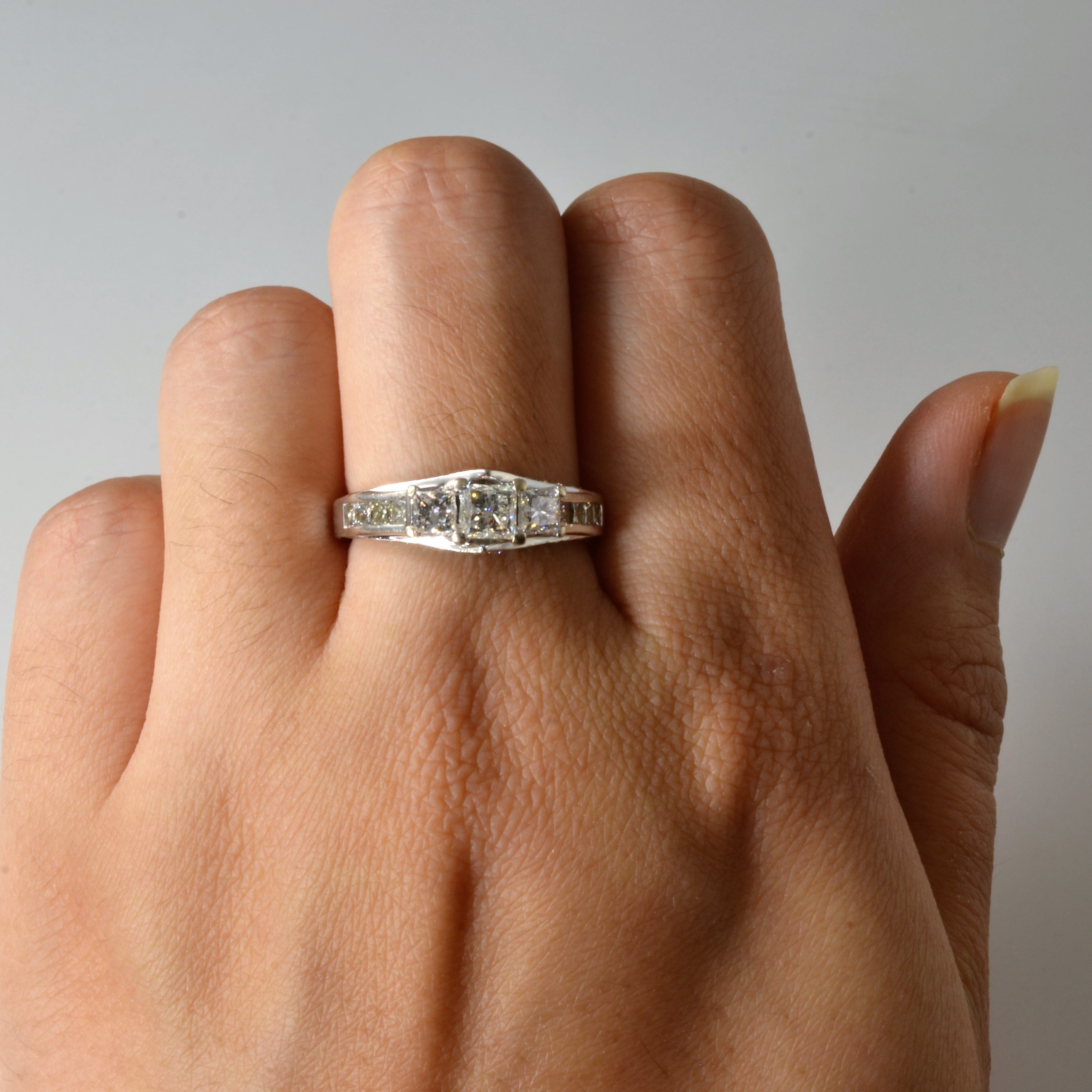 Three Stone Princess Diamond Engagement Ring | 1.51ctw | SZ 7.25 |