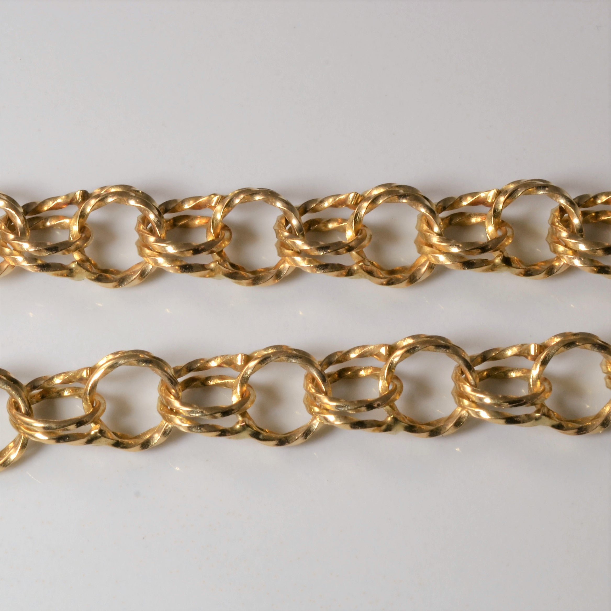 10k Yellow Gold Twisted Parallel Link Bracelet | 7" |