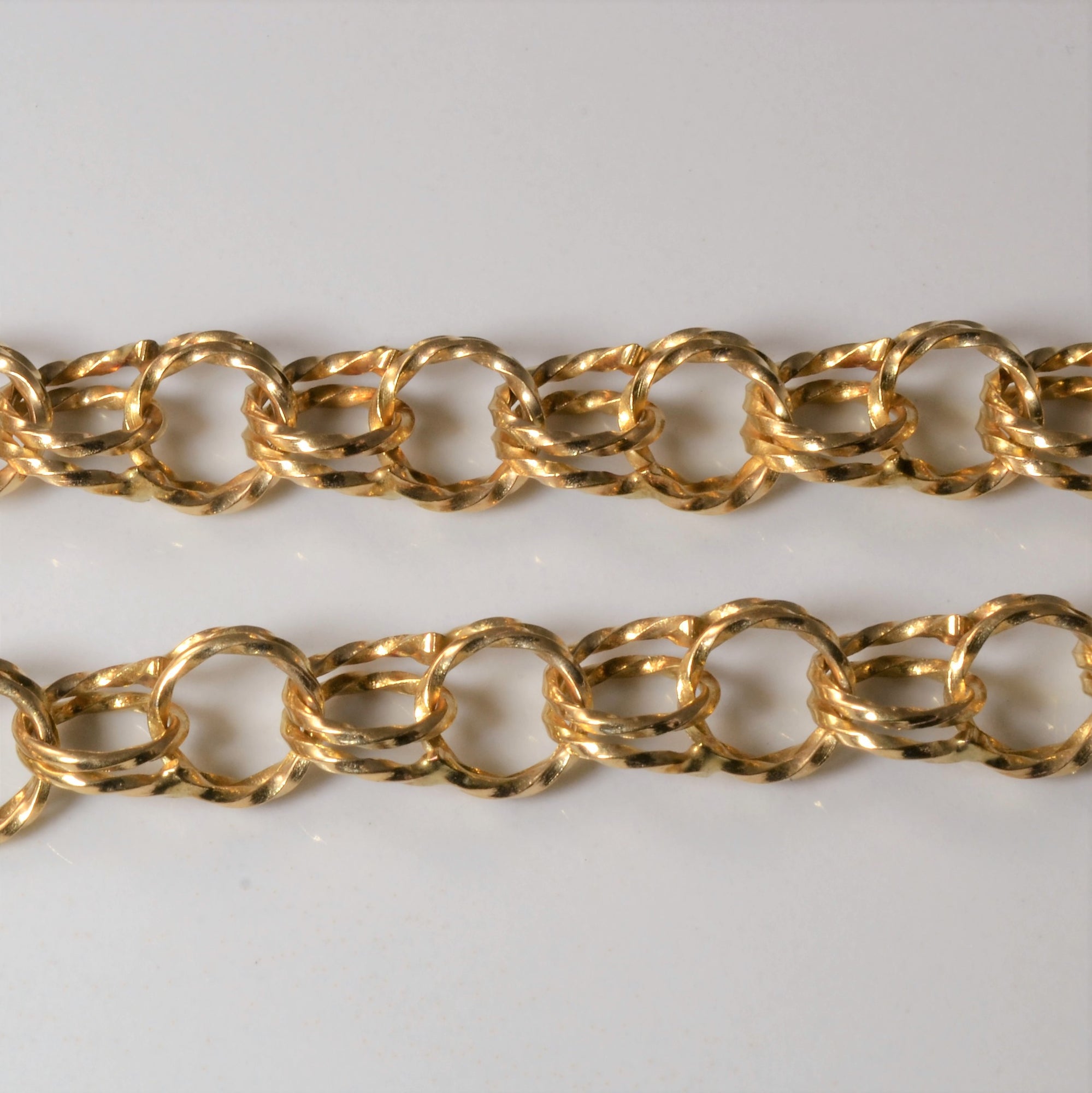 10k Yellow Gold Twisted Parallel Link Bracelet | 7