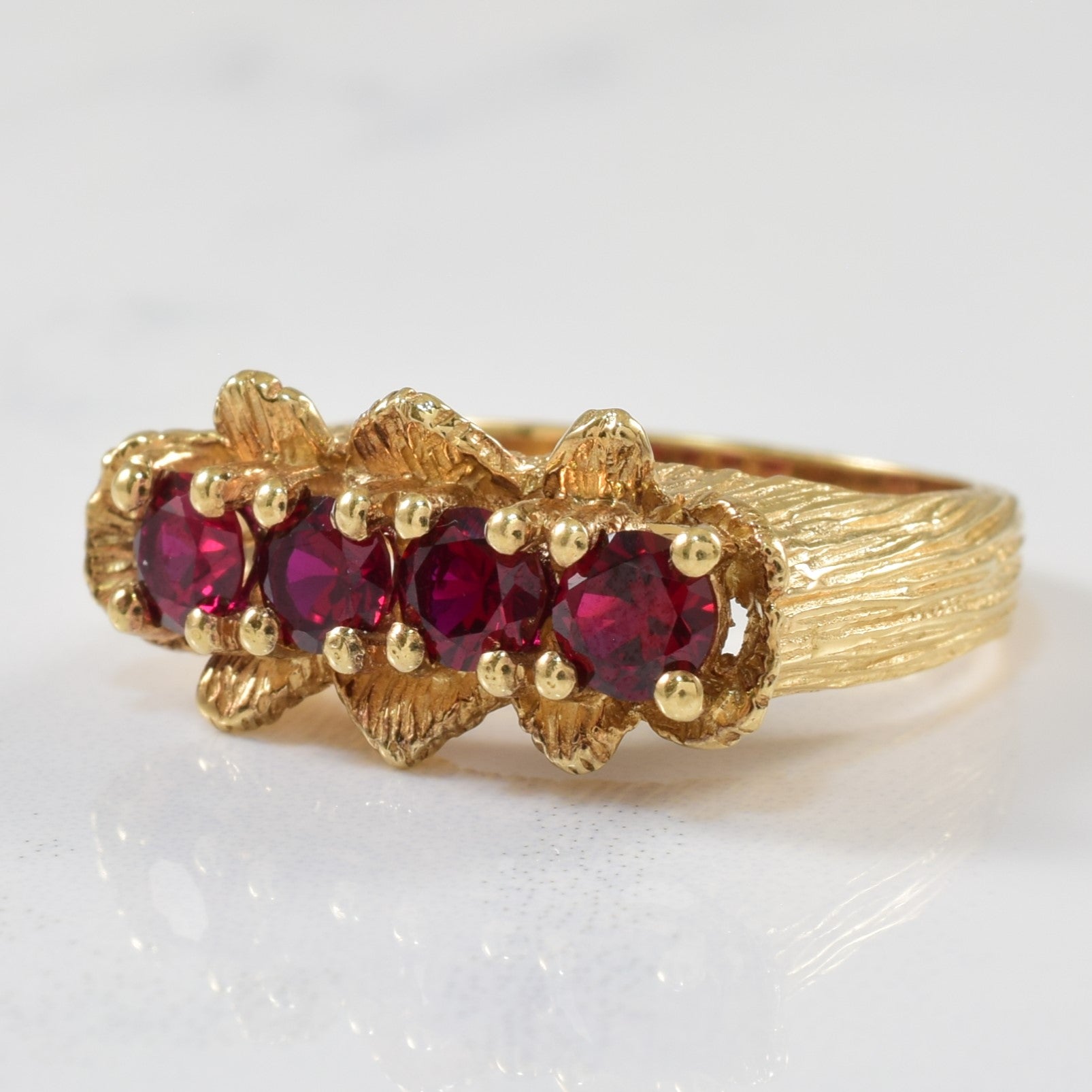 Synthetic Ruby Floral Band | 1.36ctw | SZ 6.25 |