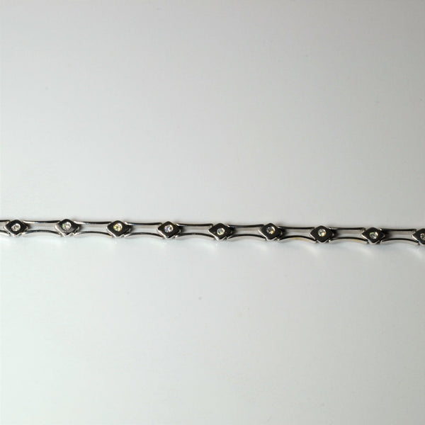 Bezel Diamond White Gold Chain Bracelet | 0.19ctw | 6.5