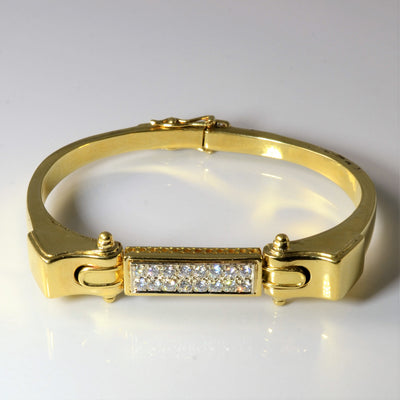 Cluster Set Diamond Gold Bangle | 0.80ctw | 7