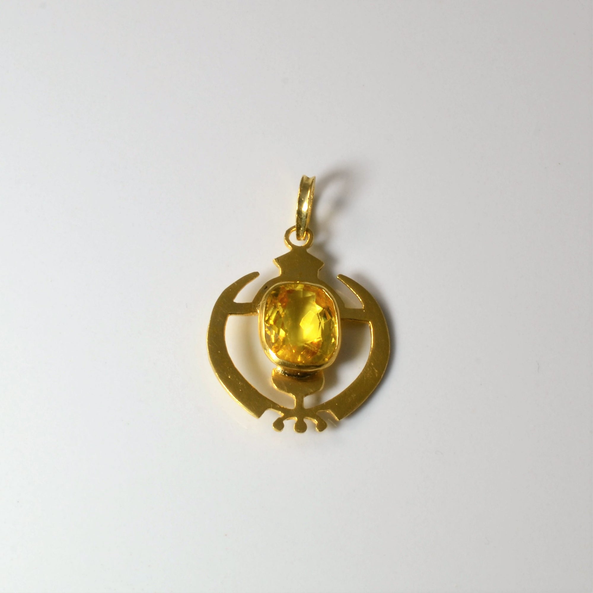 Bezel Set Yellow Sapphire Pendant | 5.41ct |