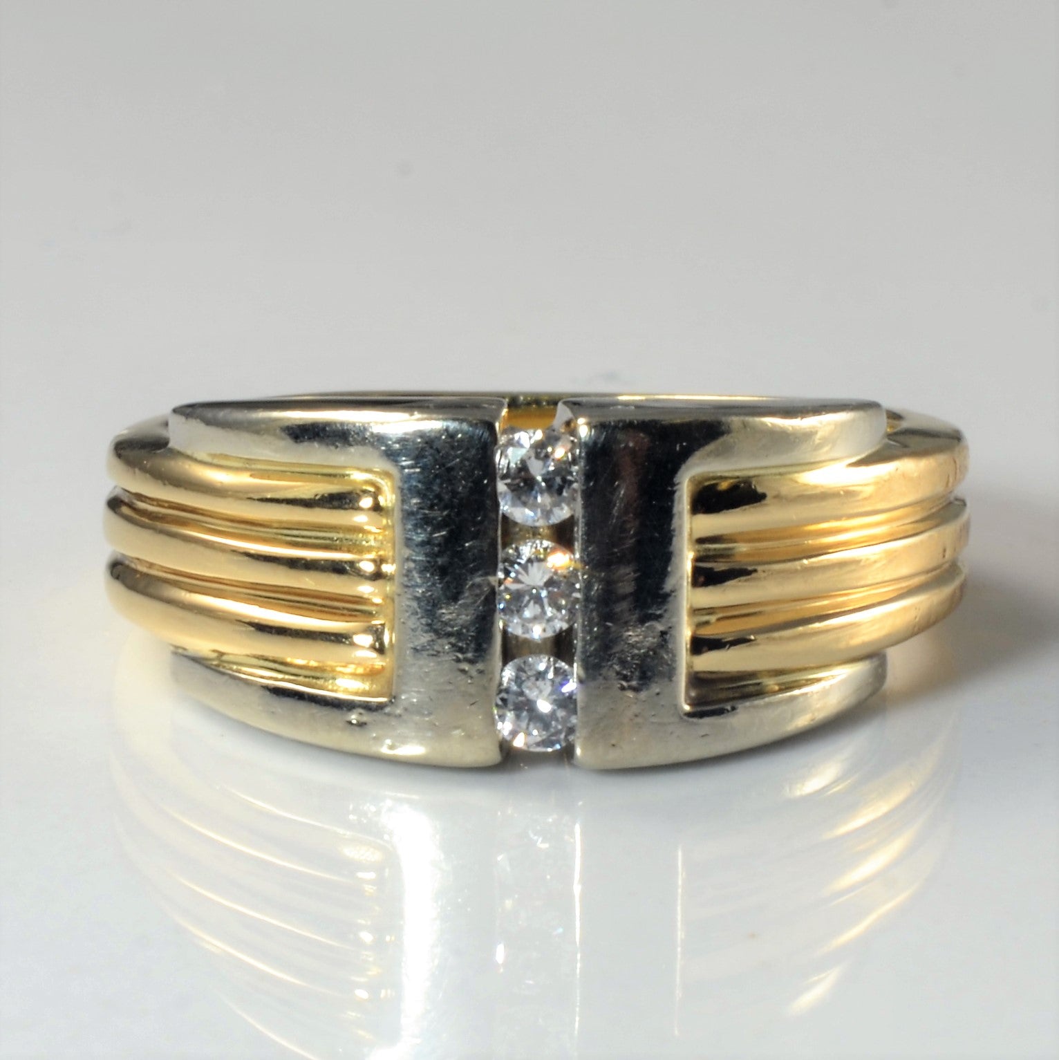 Channel Diamond Two Tone Band | 0.21ctw | SZ 7.5 |