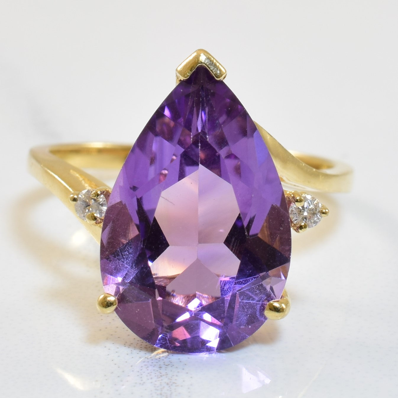 Amethyst & Diamond Bypass Ring | 5.00ct, 0.04ctw | SZ 6.5 |