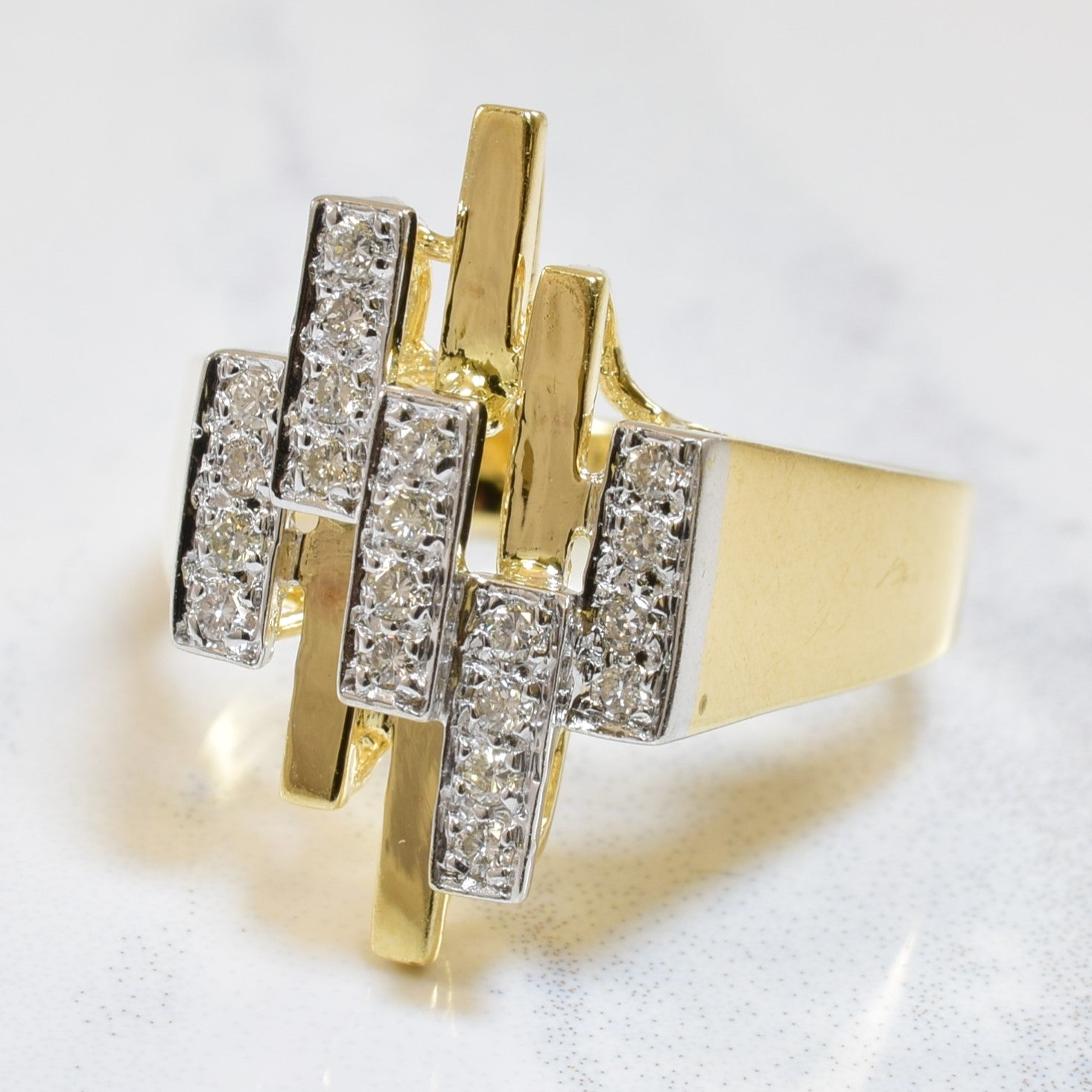 Bague géométrique en diamant | 0,18 ct | Taille 7,25 | 