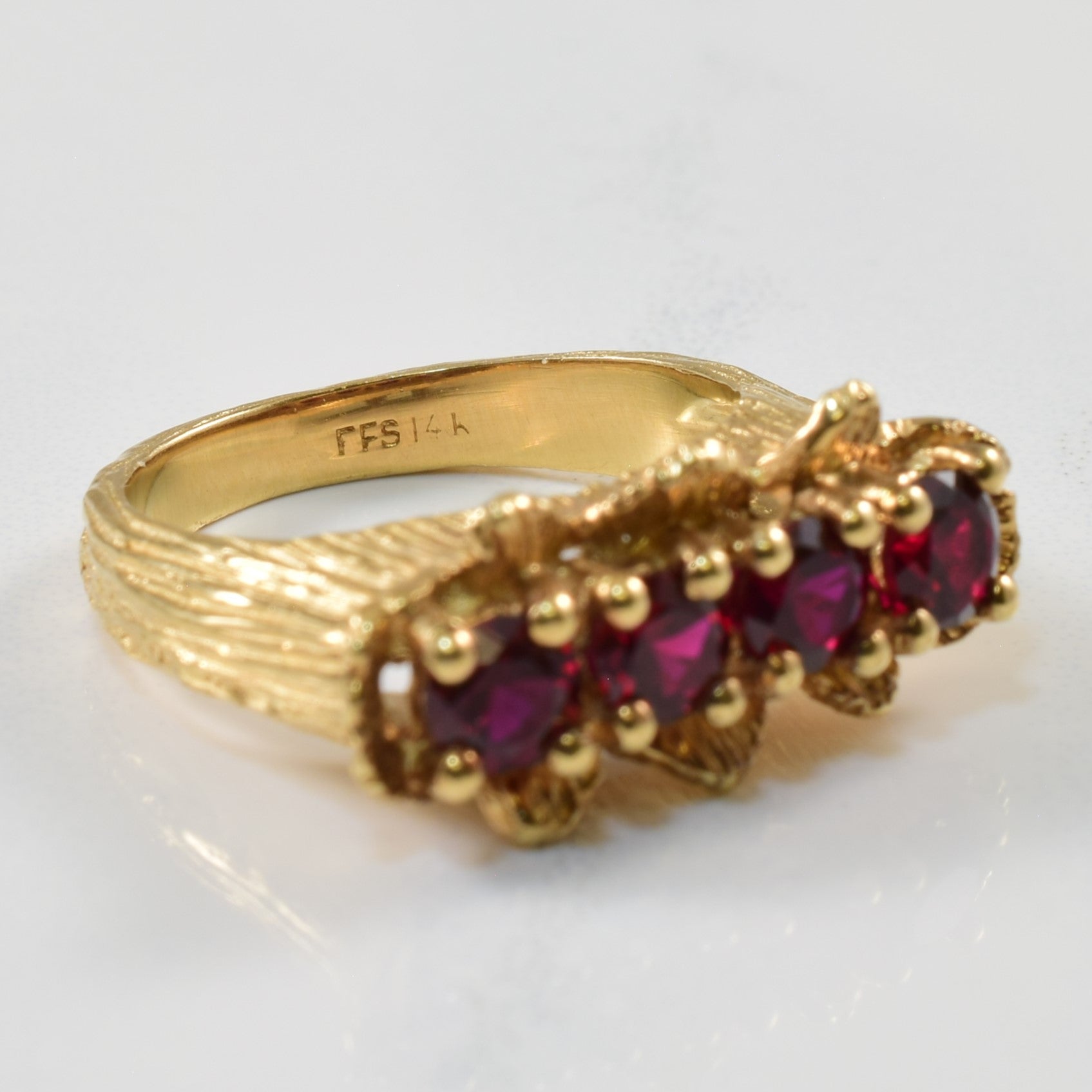 Synthetic Ruby Floral Band | 1.36ctw | SZ 6.25 |