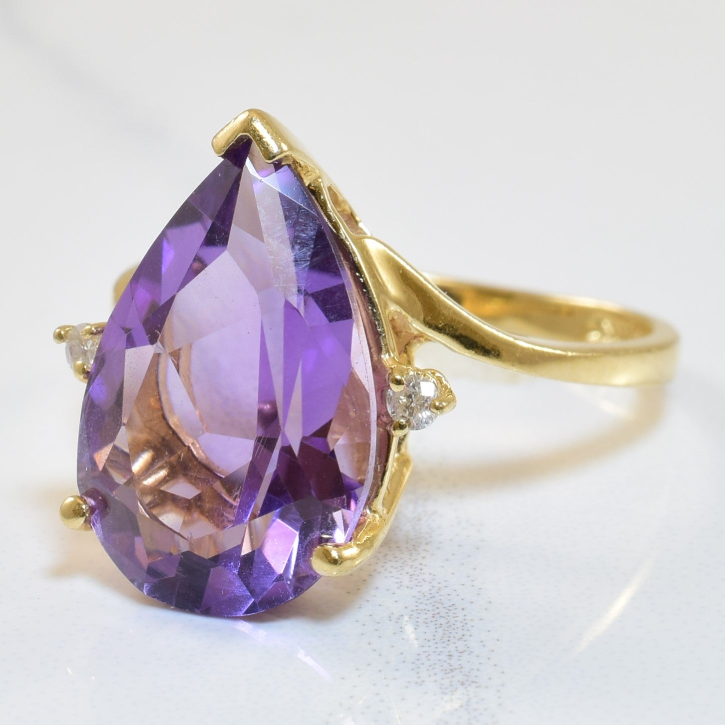 Amethyst & Diamond Bypass Ring | 5.00ct, 0.04ctw | SZ 6.5 |