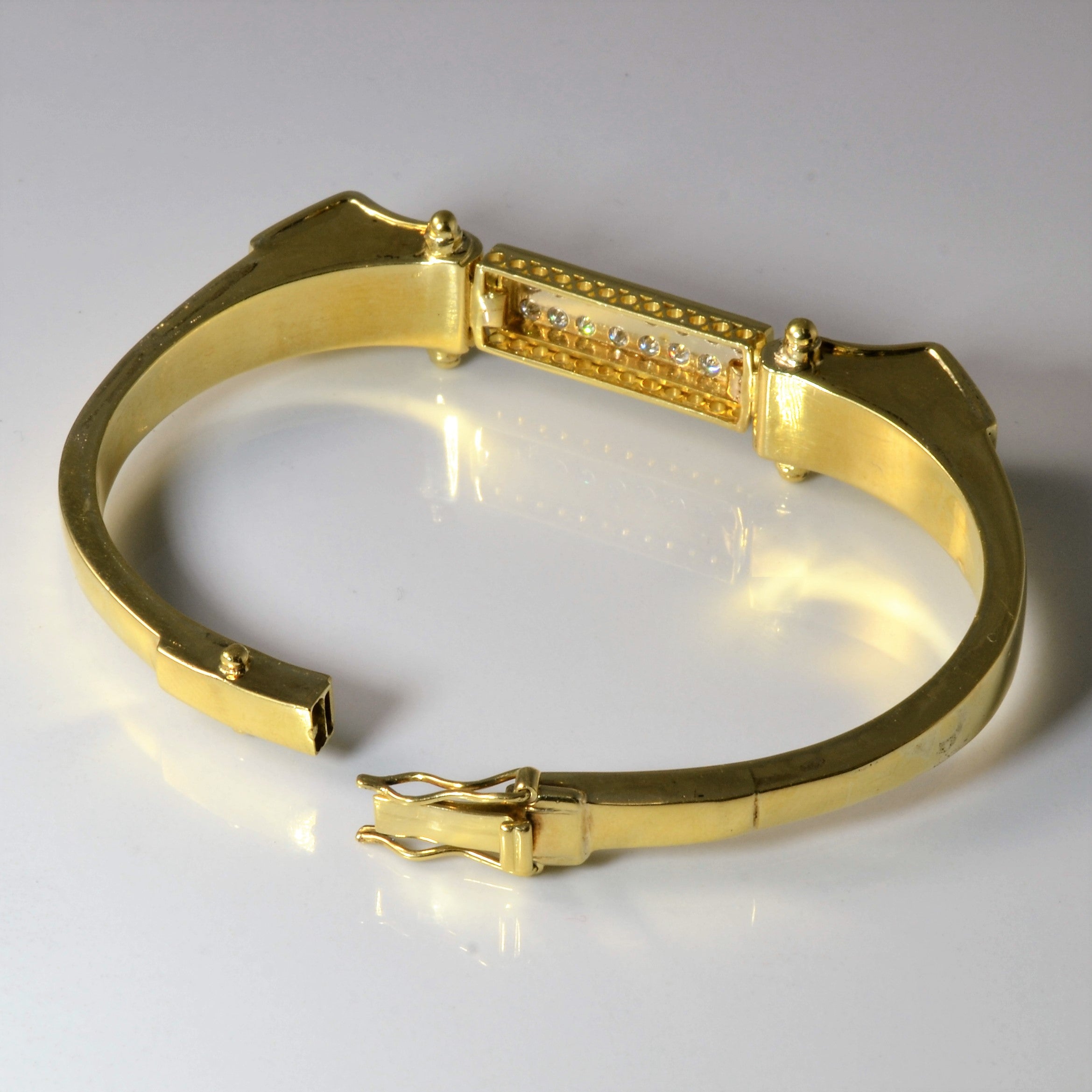 Cluster Set Diamond Gold Bangle | 0.80ctw | 7"|