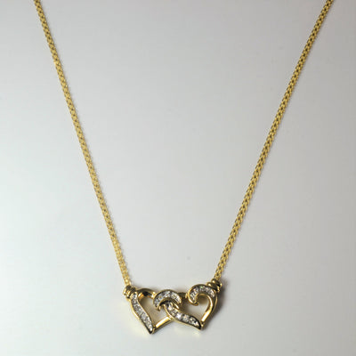 Double Heart Diamond Necklace | 0.18ctw | 17