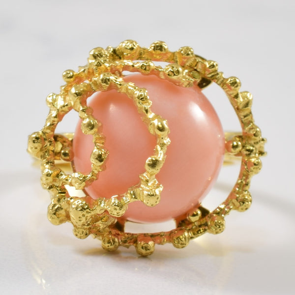 Caged Coral Cabochon Ring | 7.25ct | SZ 5.25 |