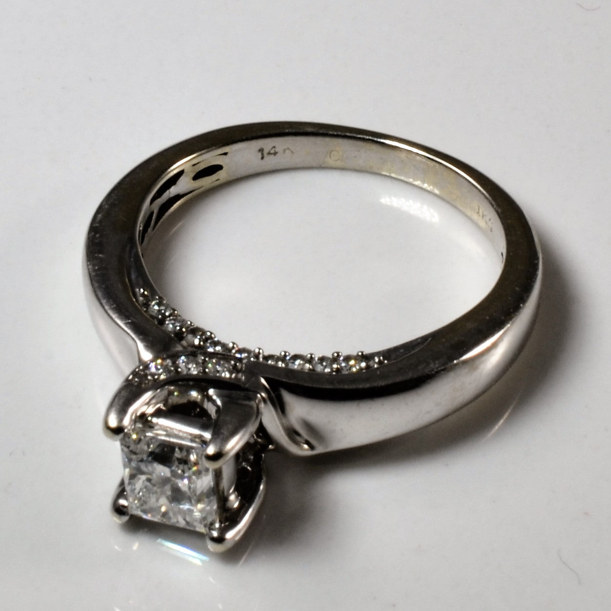 Princess Cut Diamond Hidden Gallery Ring | 0.60ct I2 H/I, 0.12ctw | SZ 5.5 |