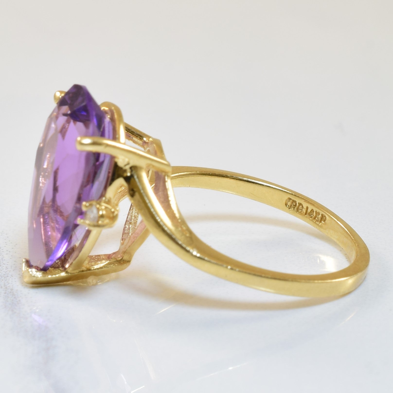 Amethyst & Diamond Bypass Ring | 5.00ct, 0.04ctw | SZ 6.5 |