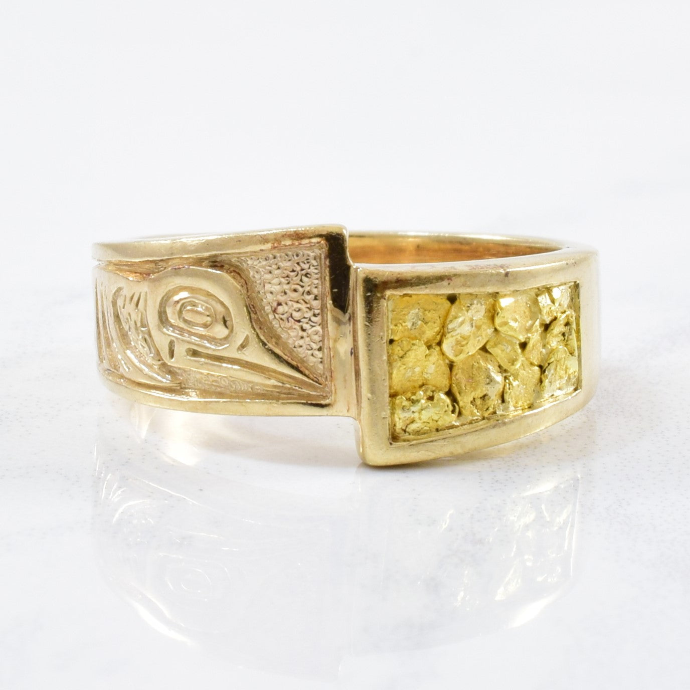 Indigenous Hummingbird & Gold Nugget Ring | SZ 6.75 |
