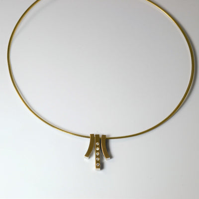 Two Tone Gold Double Sided Diamond 18K Necklace | 0.20ctw | 16