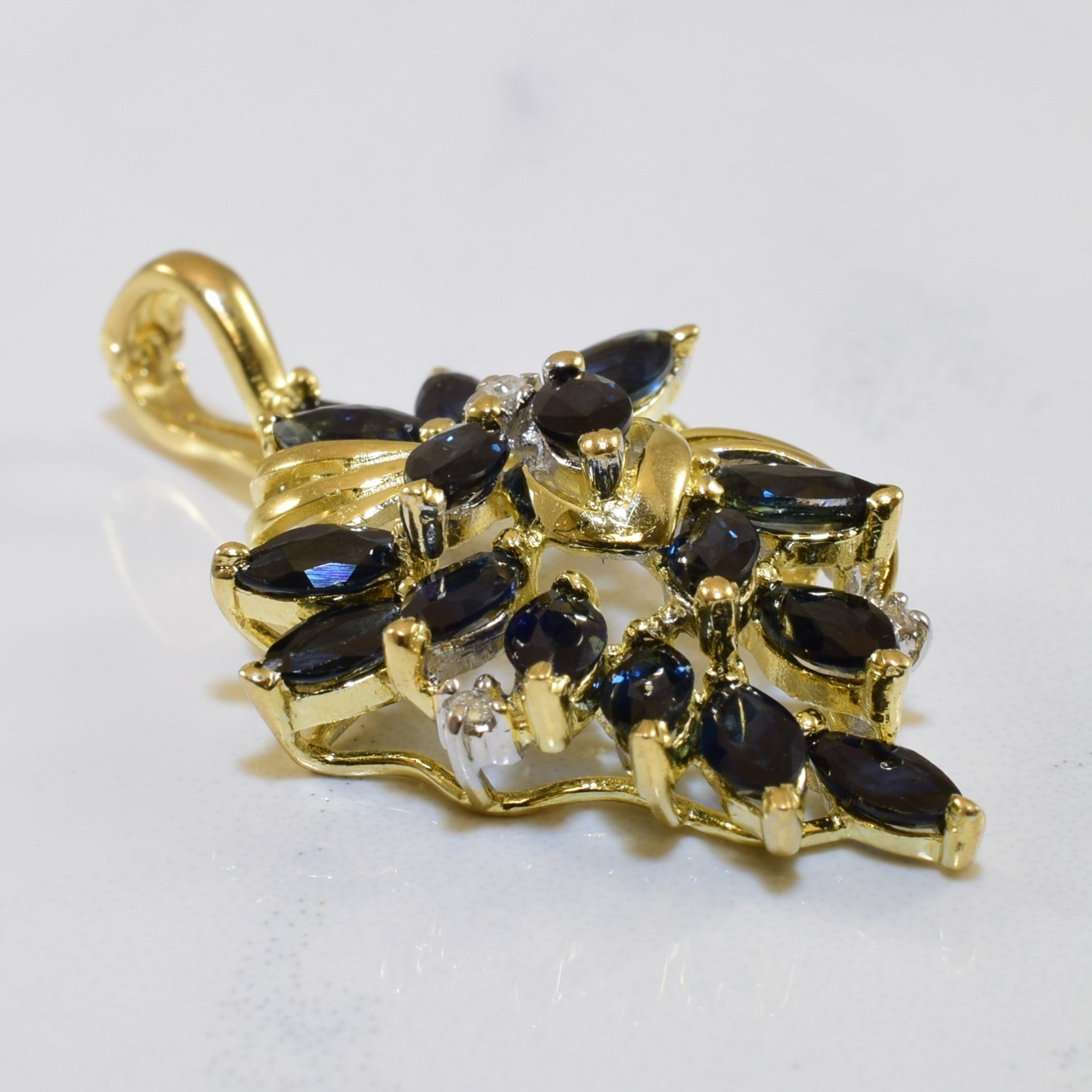 Floral Sapphire Swirl Pendant | 0.03ctw, 2.40ctw |