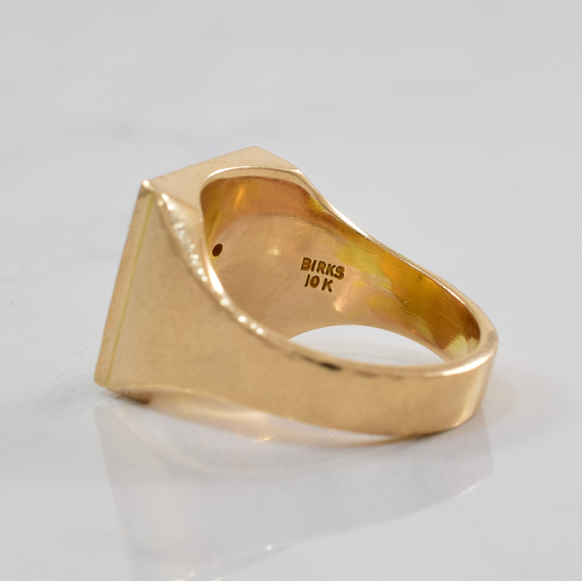 Birks' Star Engraved Diamond Signet Ring | 0.03ctw | SZ 7.25 |