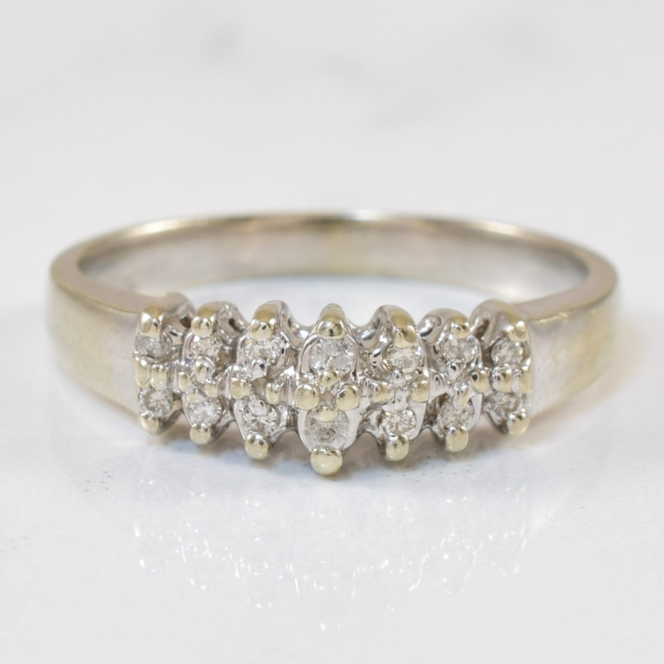 Pave Set Diamond Chevron Ring | 0.08ctw | SZ 6 |