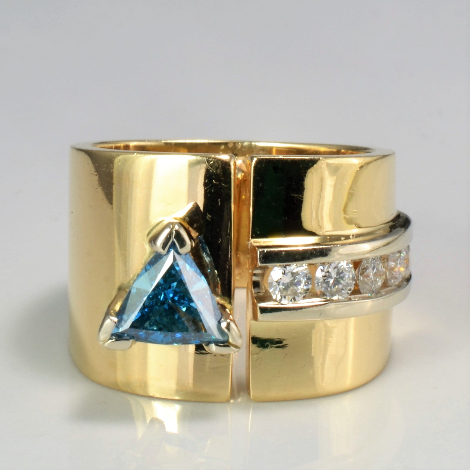 Trillion Cut Blue Diamond Ring | 1.30ctw | SZ 9.5 |