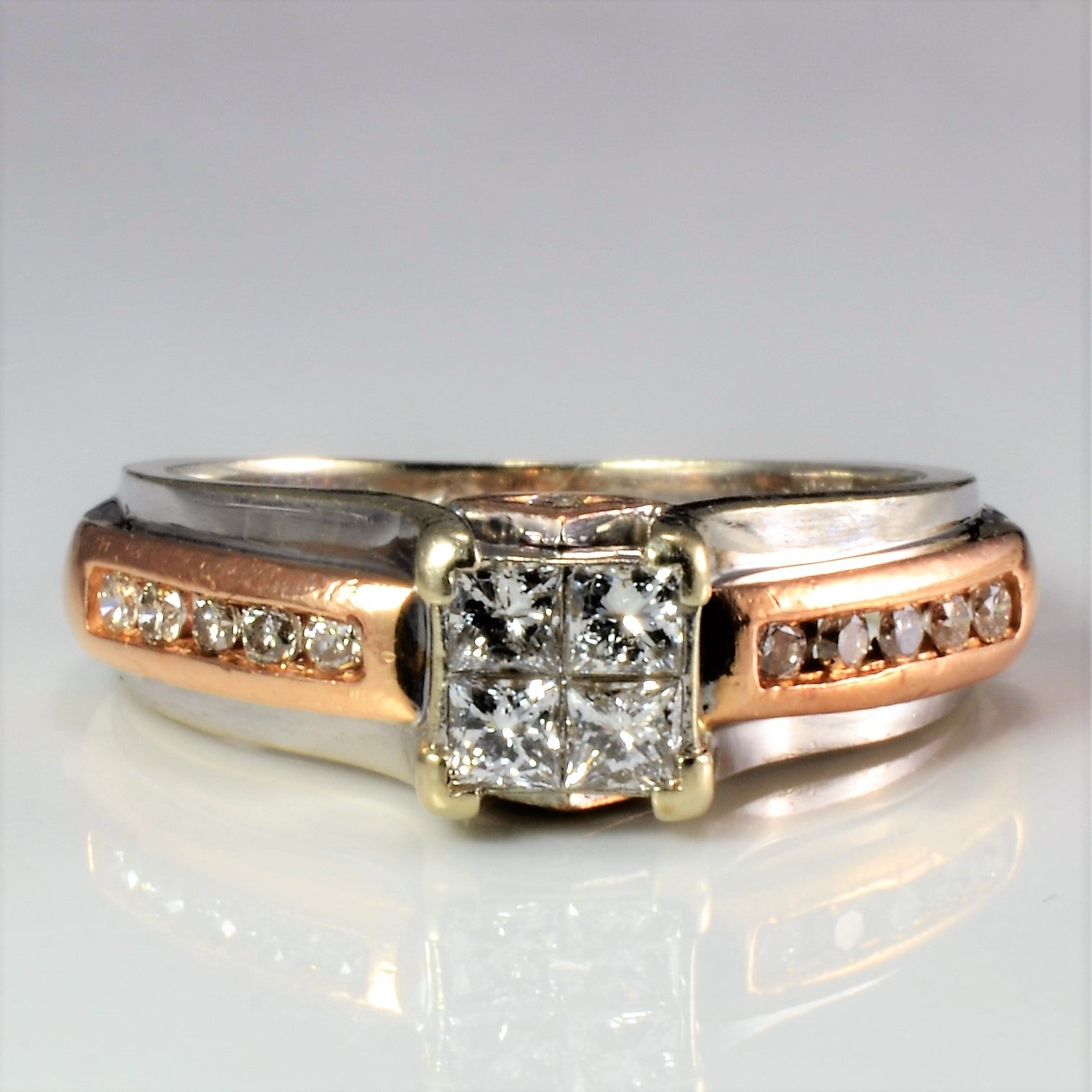 Two Tone Gold Channel Diamond Engagement Ring | 0.41 ctw, SZ 6.25 |