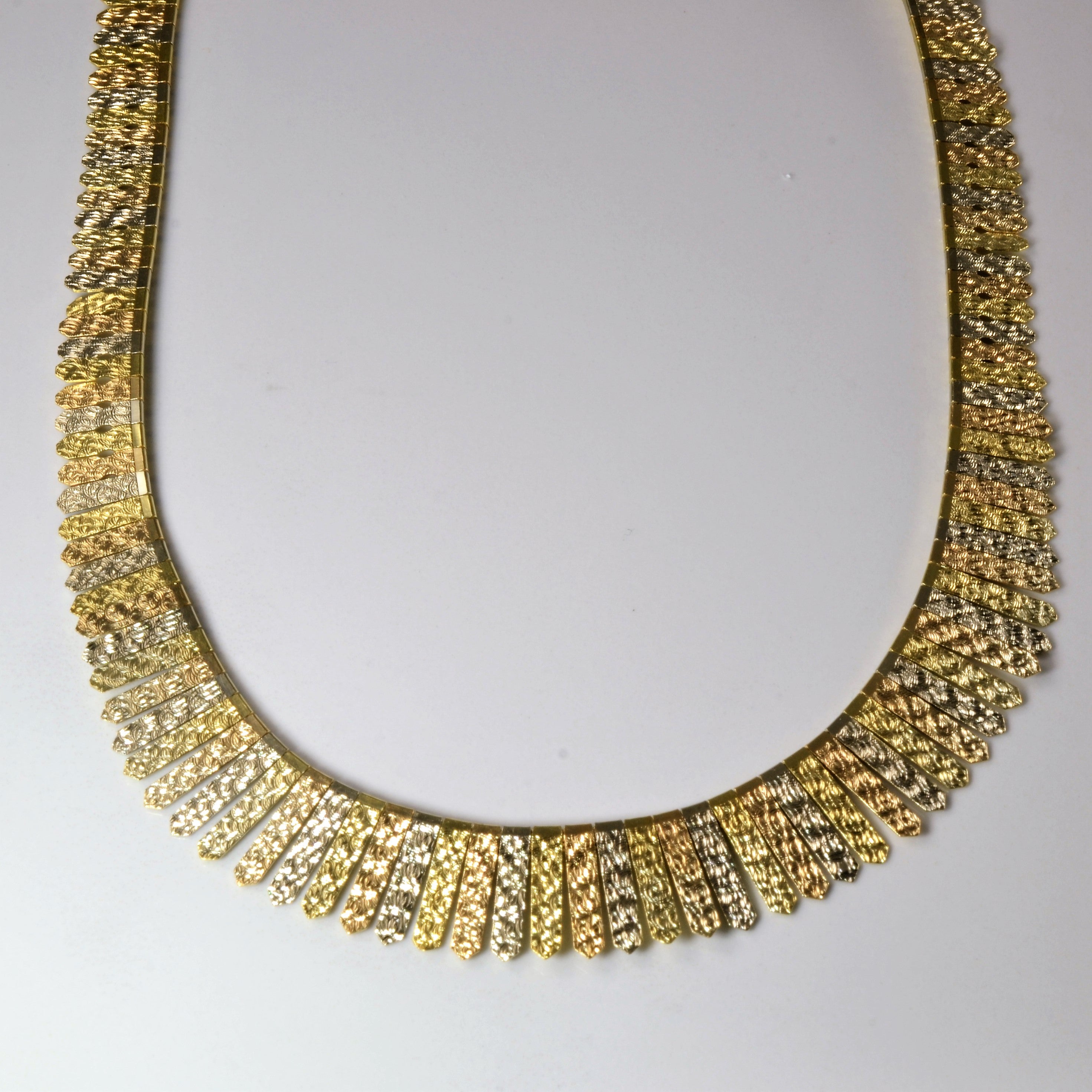 Collier à franges en or tricolore 18 carats | 17 pouces | 