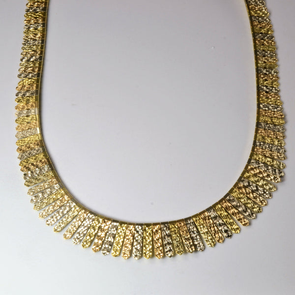 18k Tri Tone Gold Fringe Necklace | 17