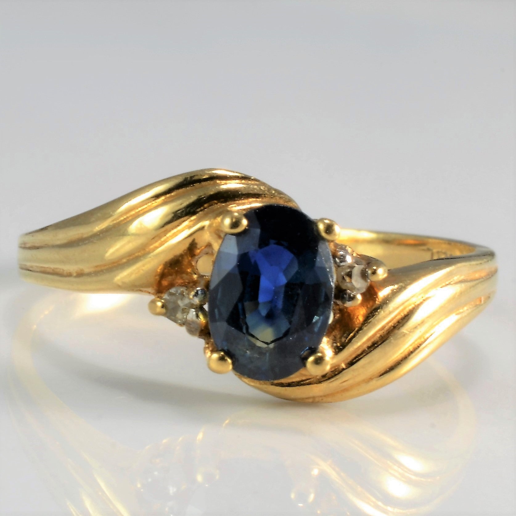 Bypass Three Stone Sapphire & Diamond Ring | SZ 6.25 |