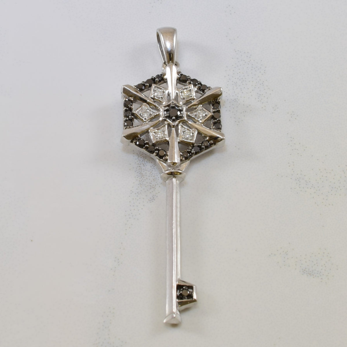 Black & White Diamond Key Pendant | 0.25ctw