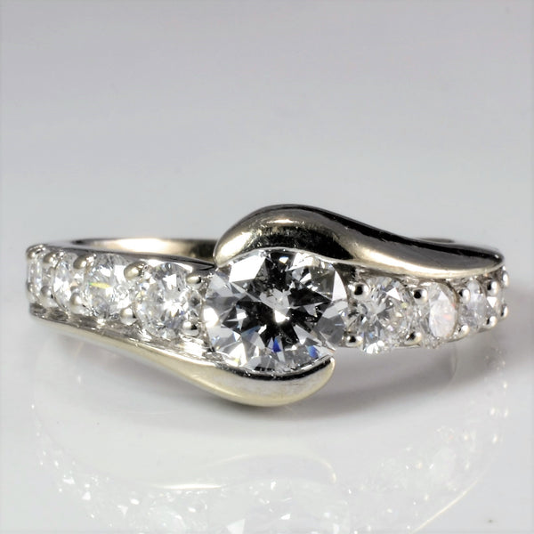 Bypass Pave Diamond Engagement Ring | 0.90 ctw, SZ 4.25 |