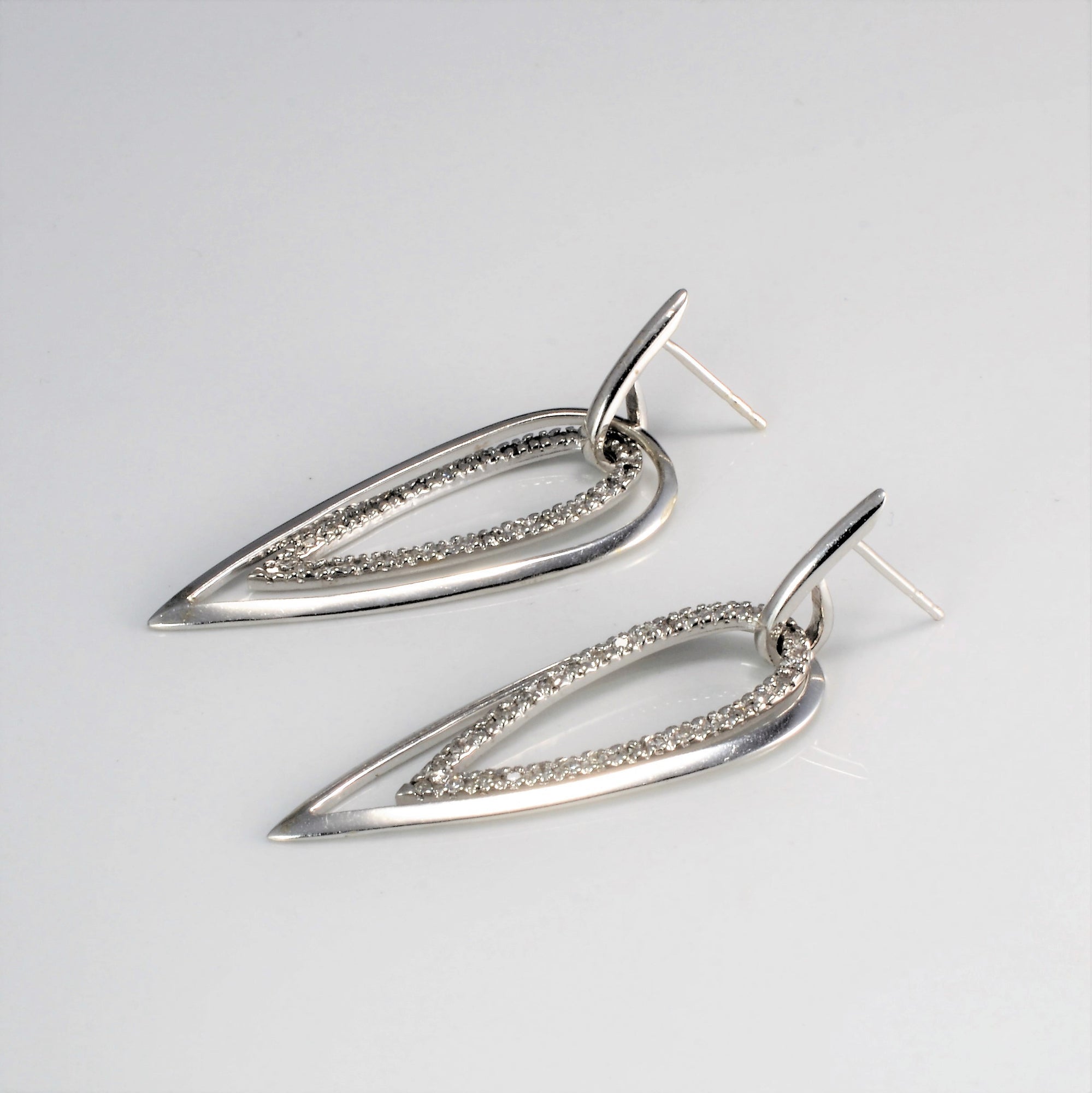 Pave Set Diamond Drop Dangle Earrings | 0.20 ctw |