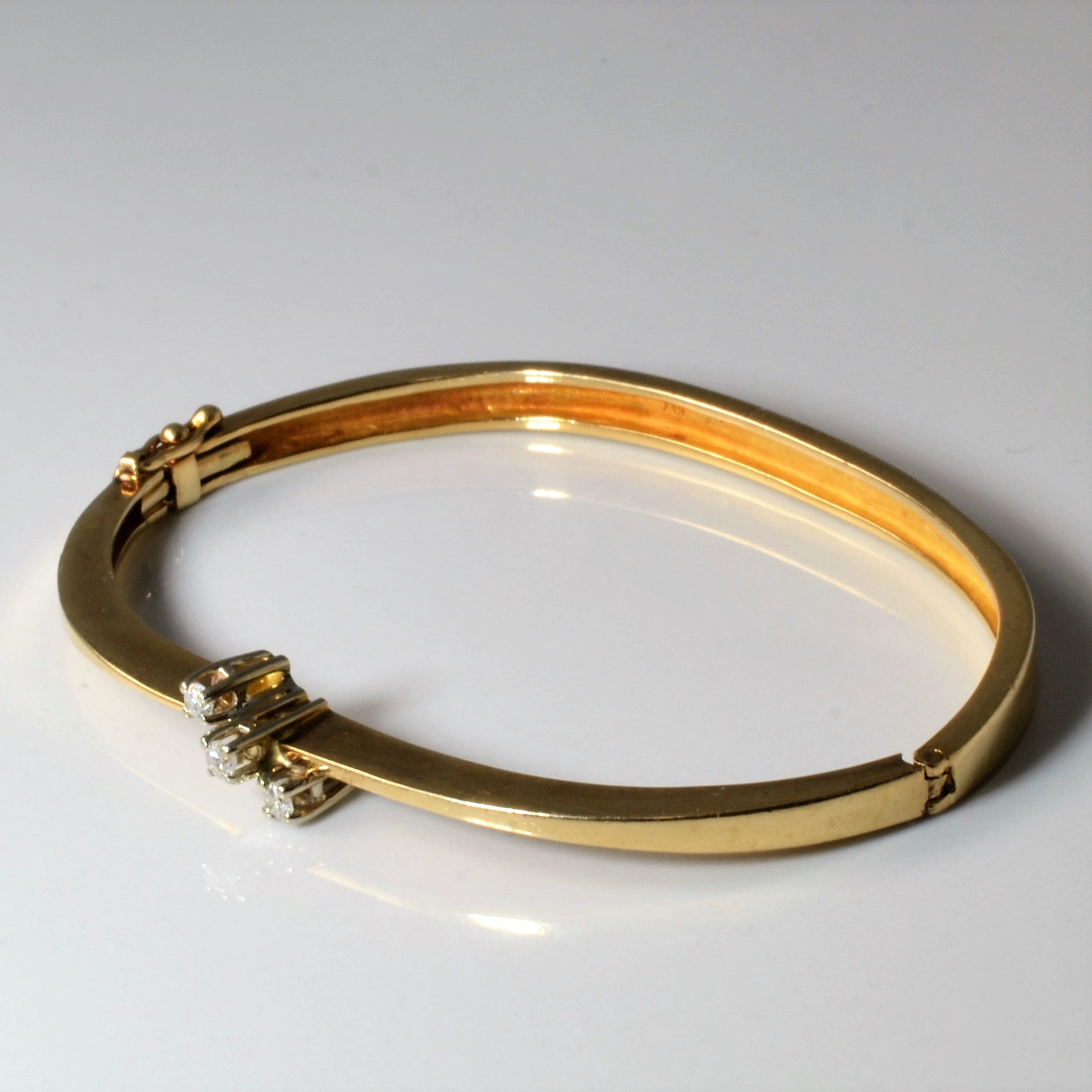 Three Stone Diamond Bangle | 0.09ctw | 6.5"|