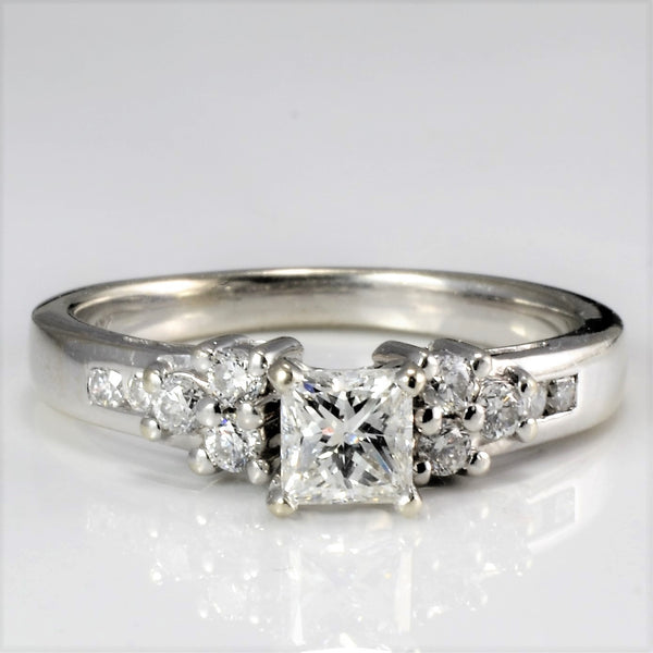 Cluster Accented Princess Diamond Ring | 0.60 ctw, SZ 7 | SI1, G