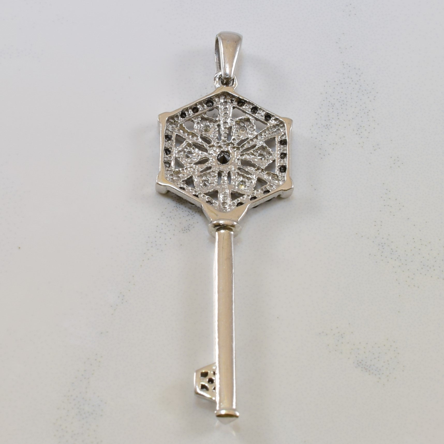 Black & White Diamond Key Pendant | 0.25ctw |