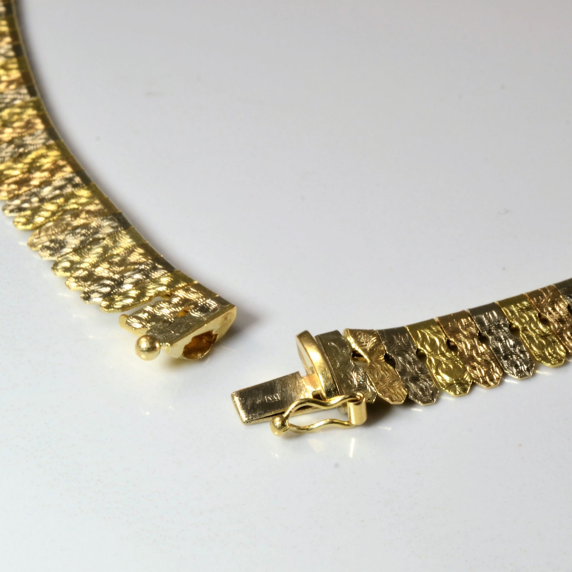 18k Tri Tone Gold Fringe Necklace | 17
