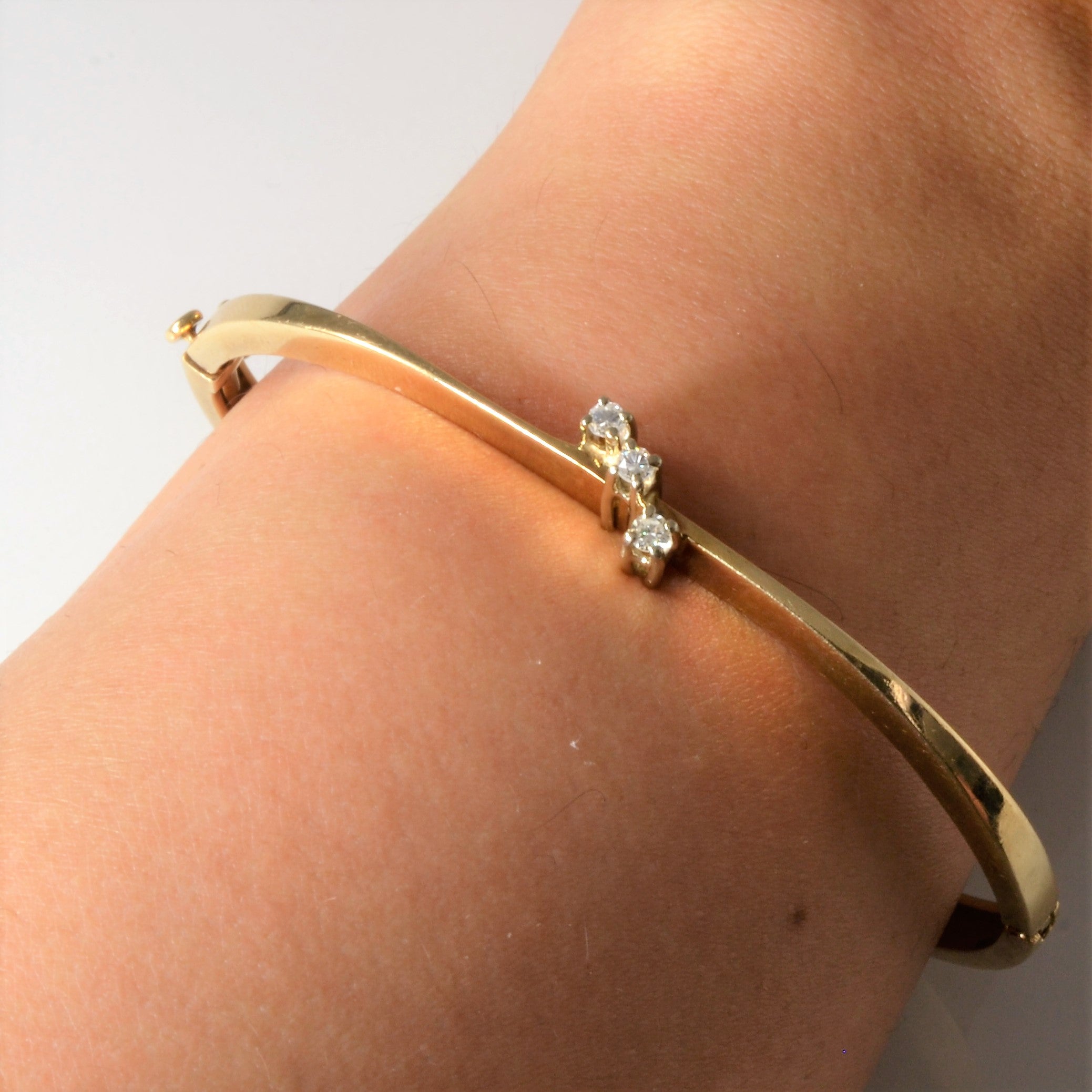 Three Stone Diamond Bangle | 0.09ctw | 6.5"|