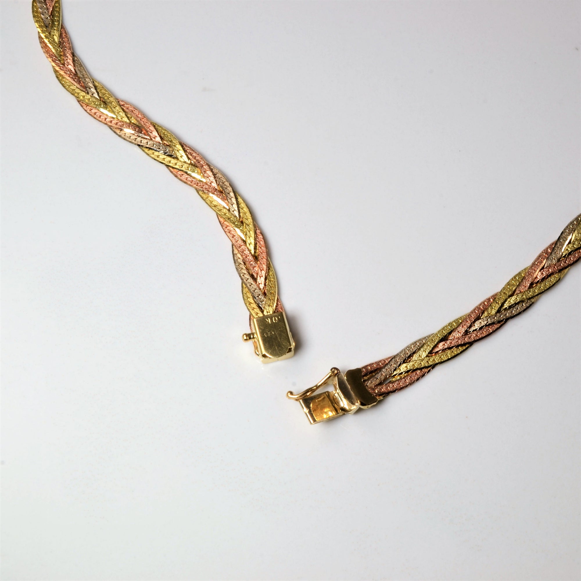 Tri Tone Gold Braided Chain | 18