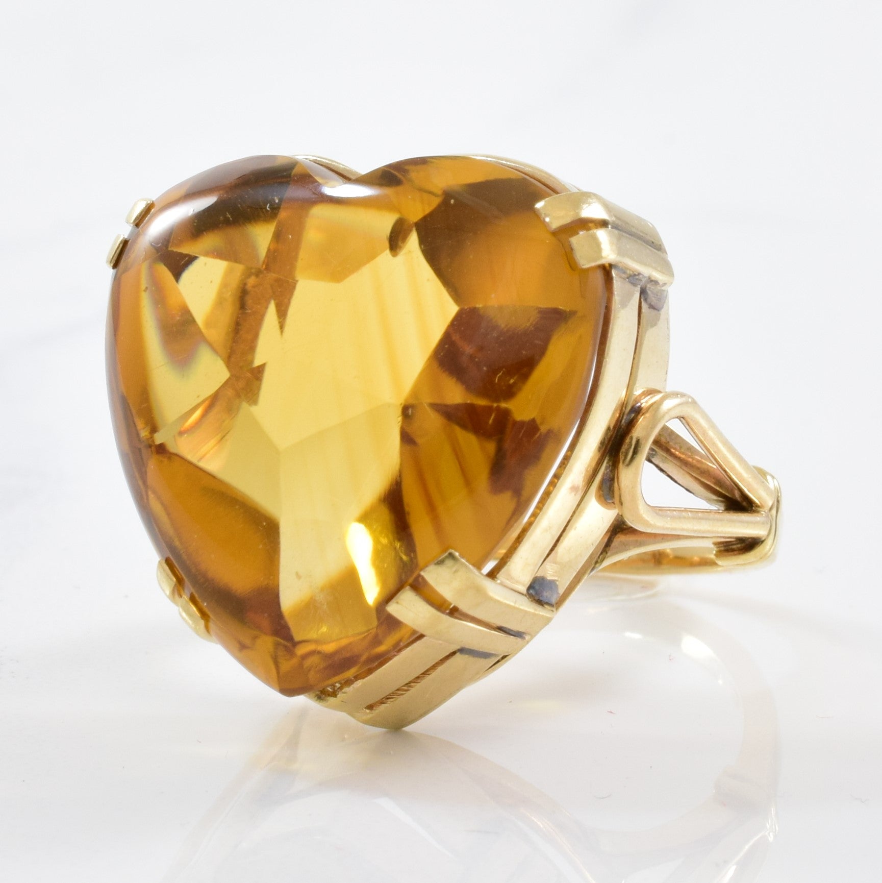 Citrine Heart Cocktail Ring | 30.00ct | SZ 6 |