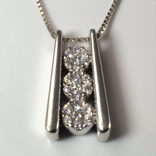 Triple Diamond Cluster Necklace | 0.47ctw | 18