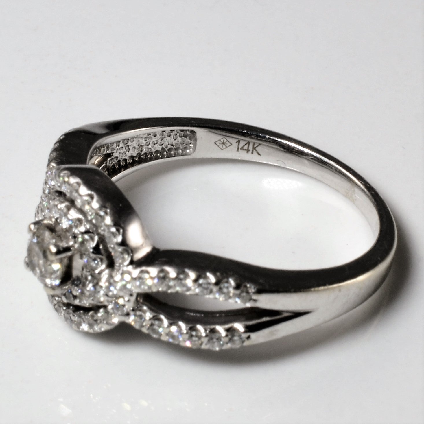 Pave Diamond Halo Engagement Ring | 0.46ctw| SZ 6.75 |