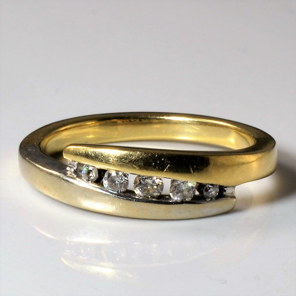 Two Tone Channel Bypass Ring | 0.15ctw | SZ 6.75 |