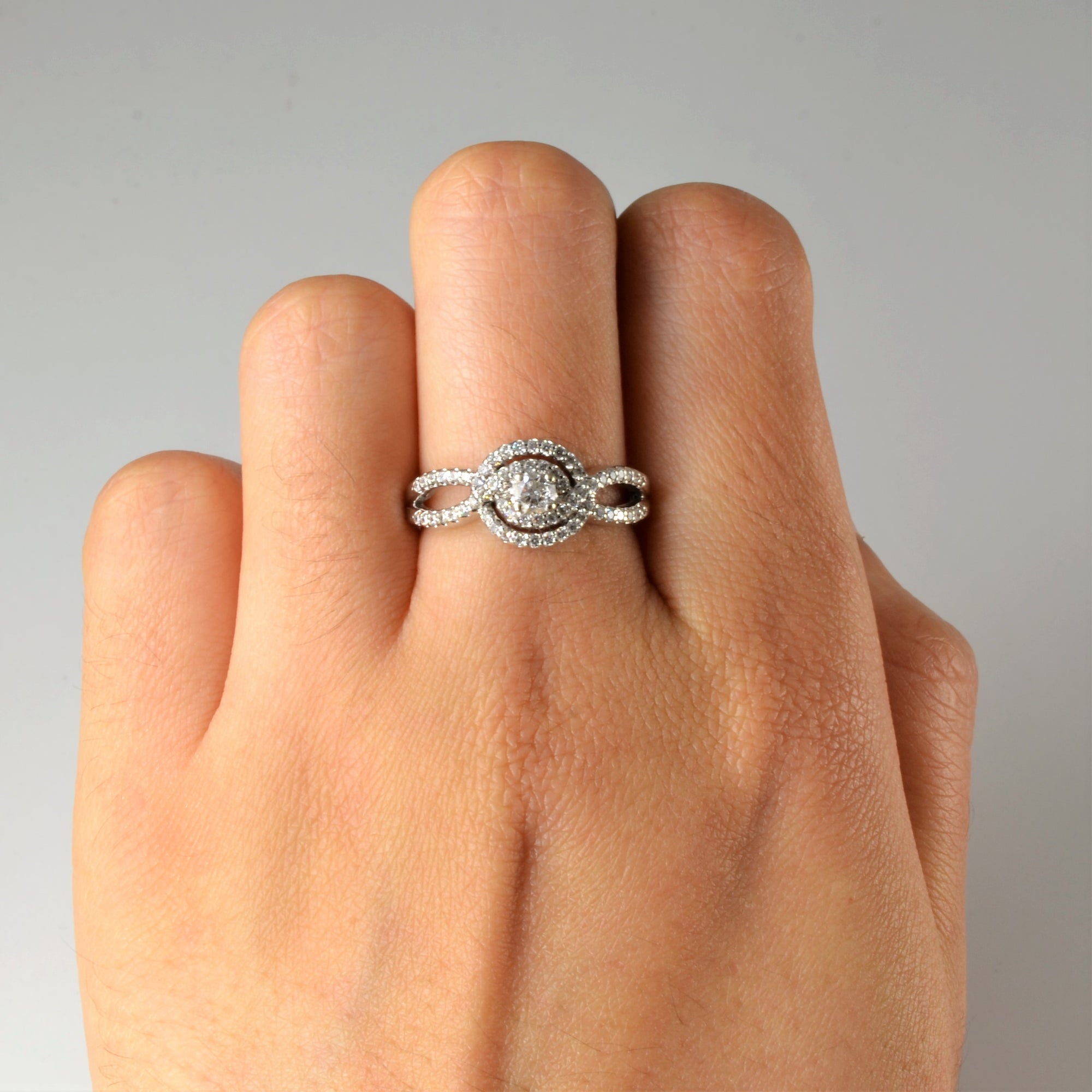 Pave Diamond Halo Engagement Ring | 0.46ctw| SZ 6.75 |