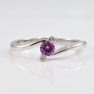 Diamond and Pink Sapphire Bypass Ring | 0.01 ctw SZ 6.5 |