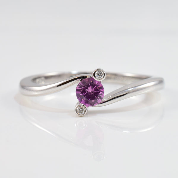 Diamond and Pink Sapphire Bypass Ring | 0.01 ctw SZ 6.5 |