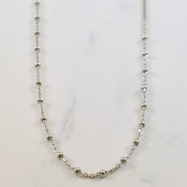 18k White Gold Bead & Chain Necklace | 16.5