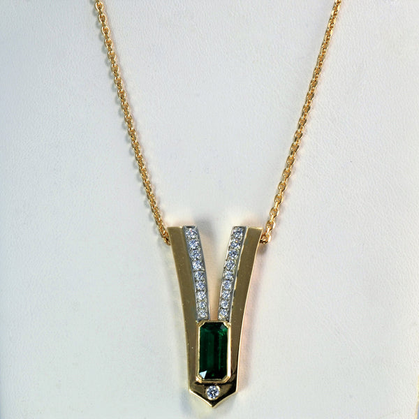Bezel Emerald & Diamond Necklace | 0.40ctw, 1.01ct |