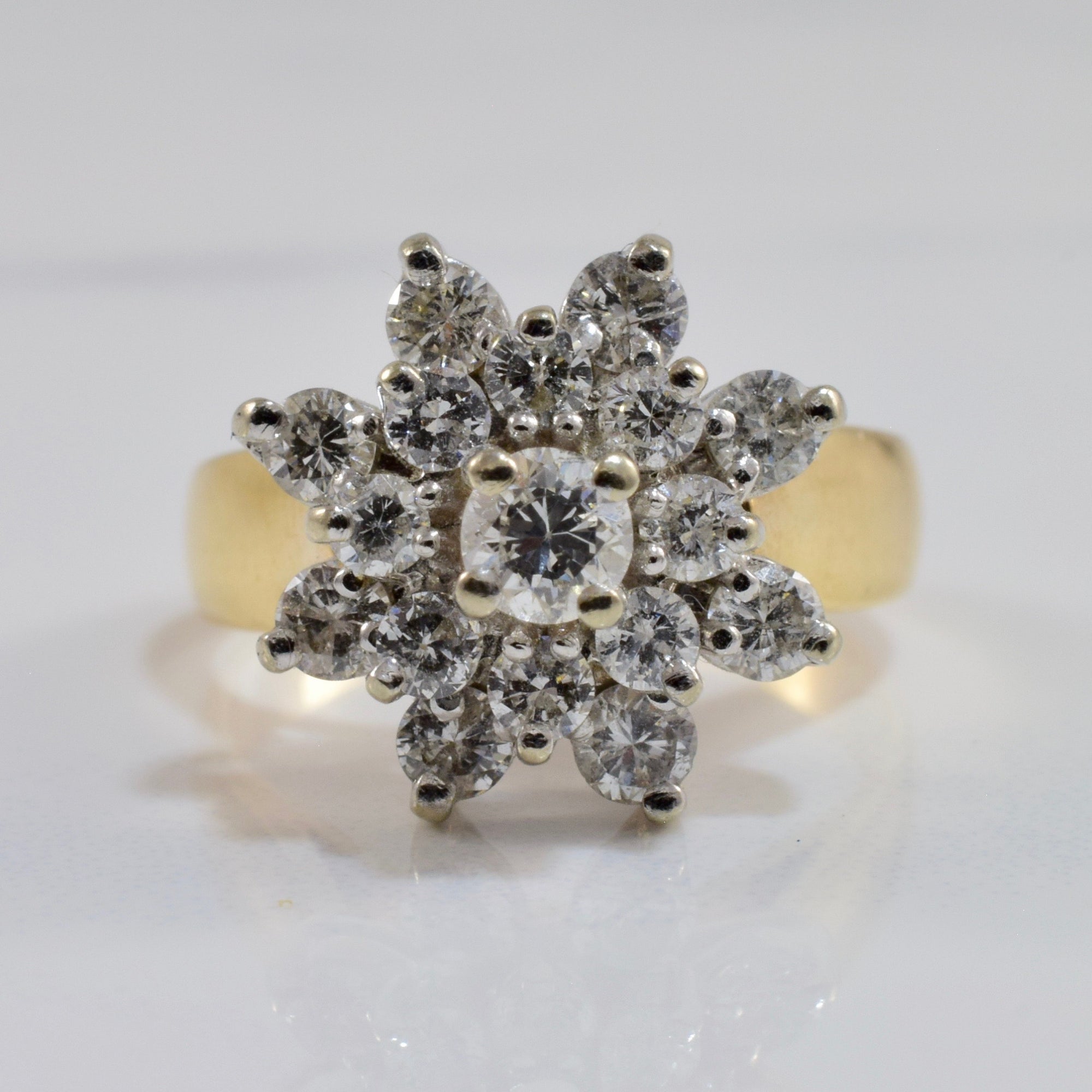 Floral Diamond Cluster Ring | 0.82 ctw SZ 4.5 |