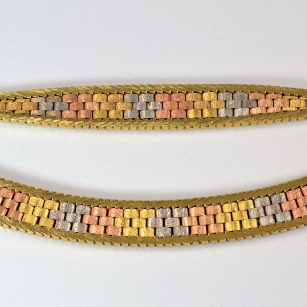 Tri Tone Gold Necklace & Bracelet Set |